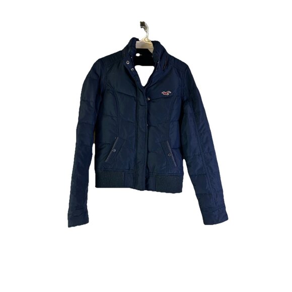 Vintage Y2K Hollister Goose Down Fill Cropped Puffer Coat Twilight - Picture 1 of 10